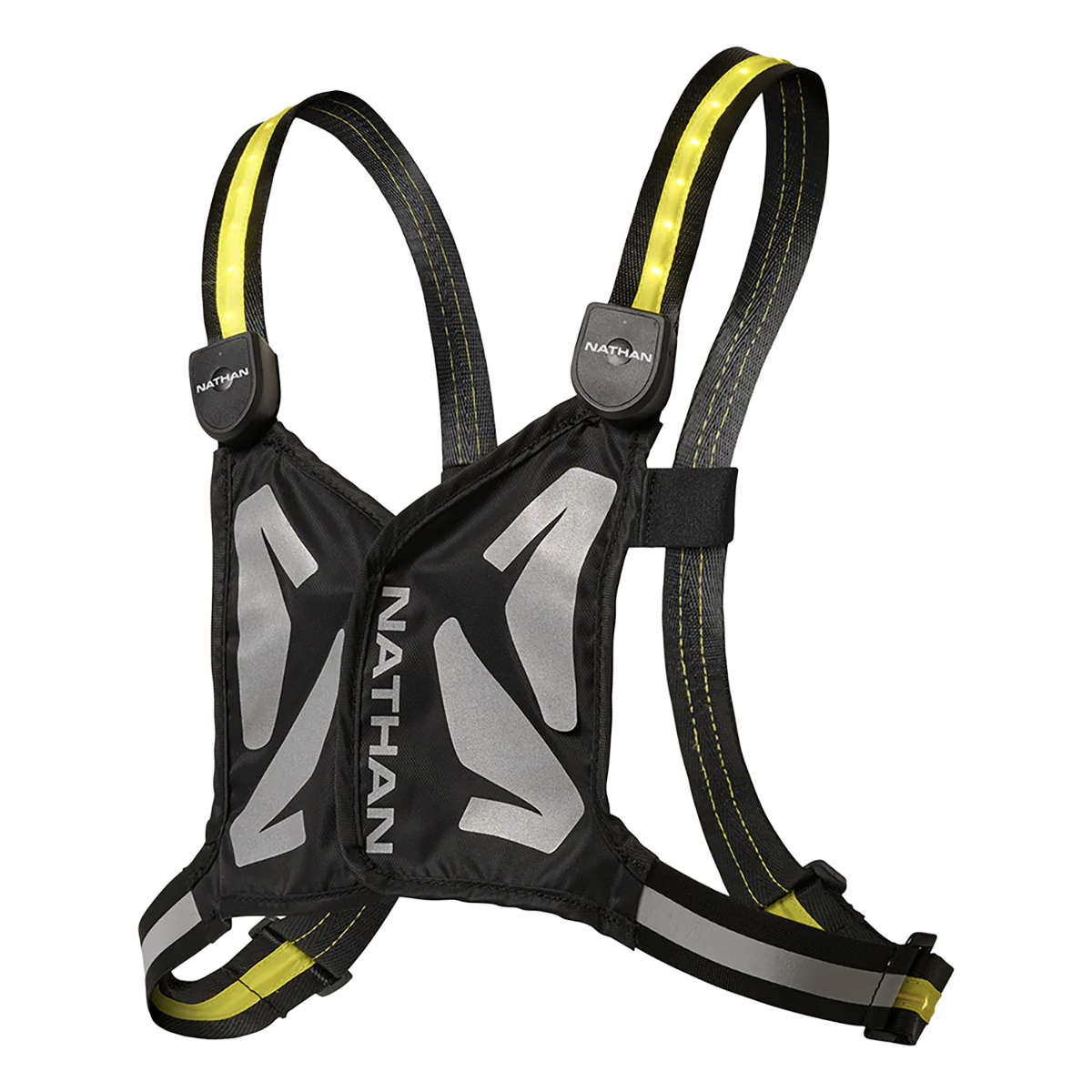 Nathan Laser Light Web Vest RX 2 — Black/High Vis Yellow — Size One Size — Top View