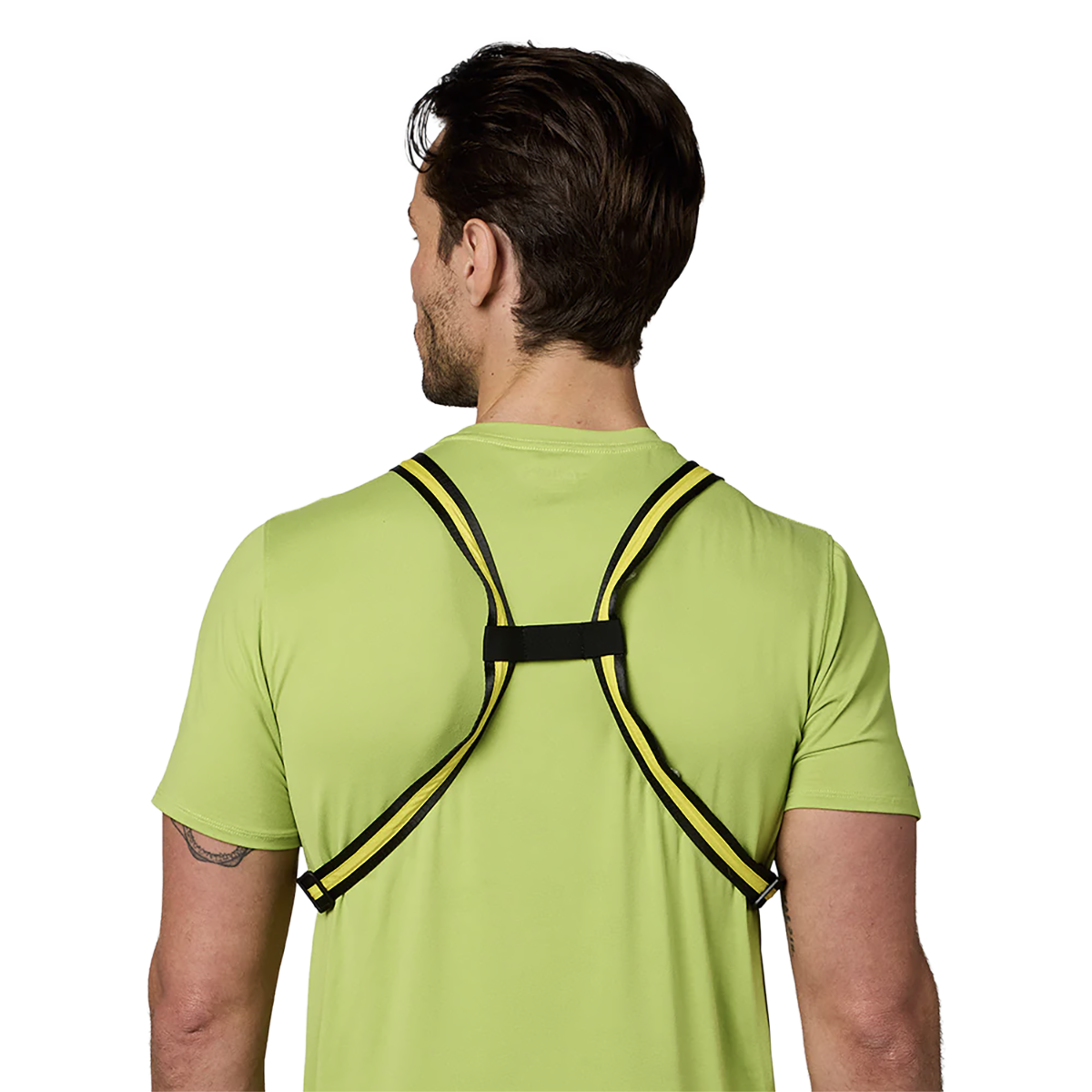 Nathan Laser Light Web Vest RX 2 — Black/High Vis Yellow — Size One Size — Back View