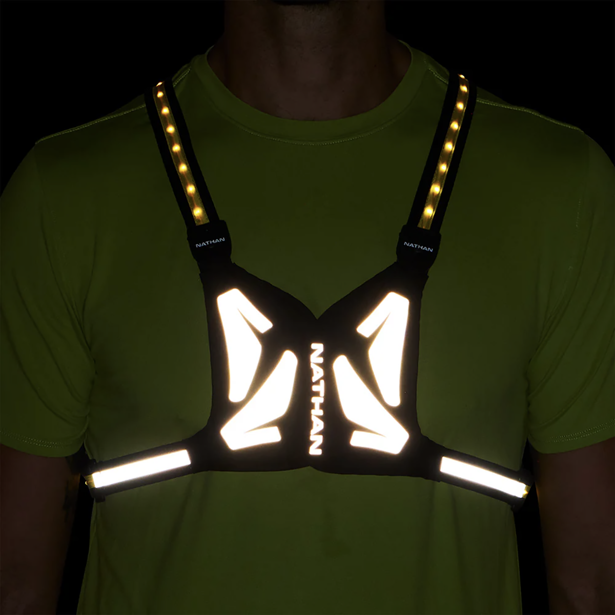 Nathan Laser Light Web Vest RX 2 — Black/High Vis Yellow — Size One Size — Side View