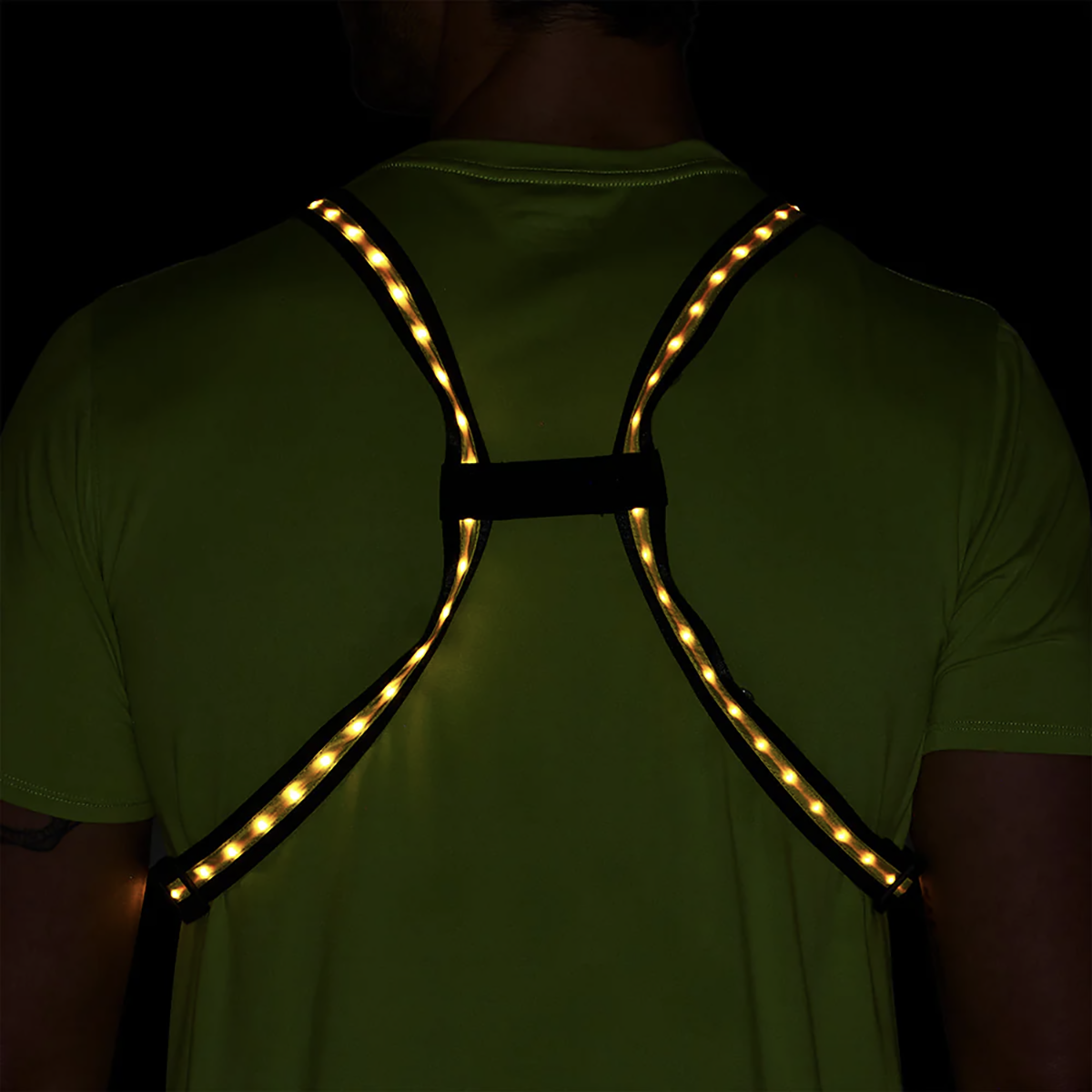 Nathan Laser Light Web Vest RX 2 — Black/High Vis Yellow — Size One Size — Lifestyle View