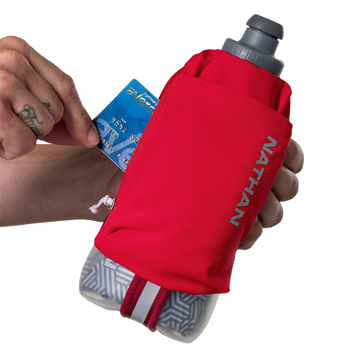 Nathan SpeedDraw 2 18oz Ins. Flask — Orange Blaze - Reflective Silver — Alternate View 15