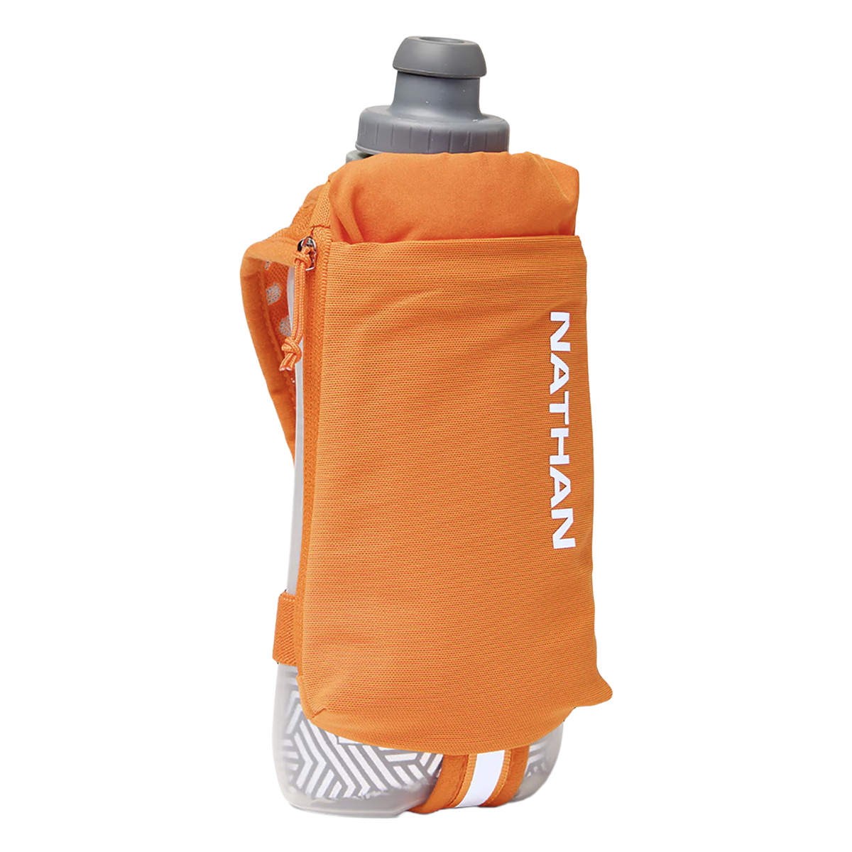 Nathan SpeedDraw 2 18oz Ins. Flask — Orange Blaze - Reflective Silver — Front View