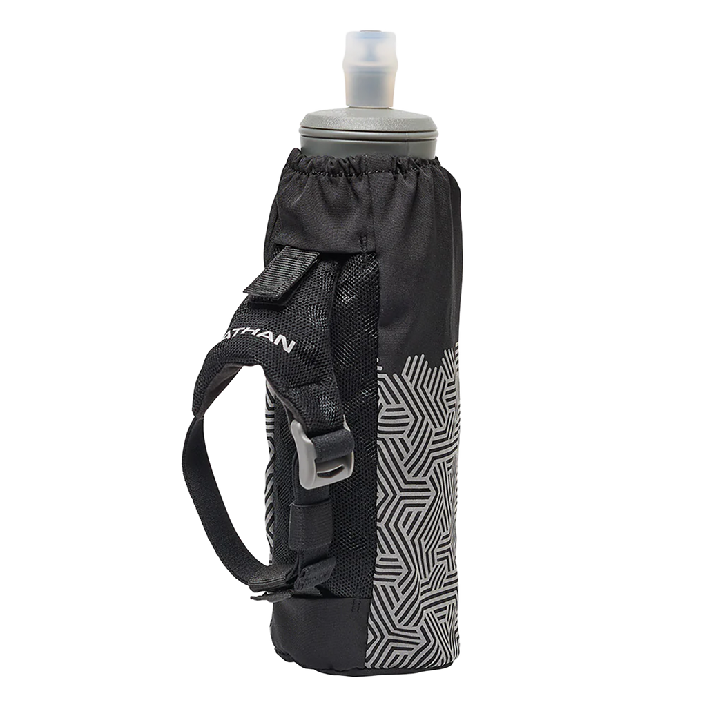 Nathan Hypernight Pinnacle 14 oz Soft Flask — Black/Hex Print — Size One Size — Back View