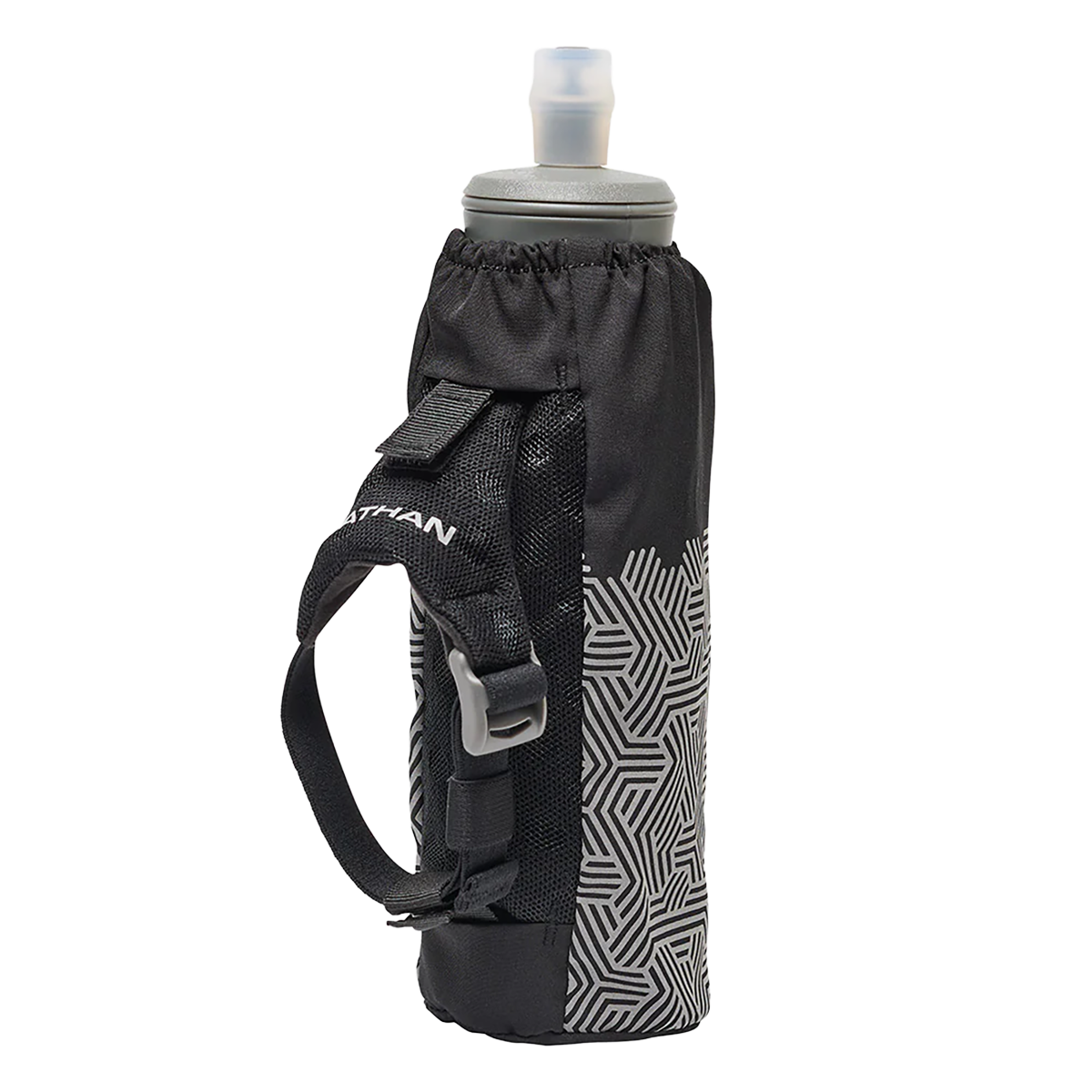 Nathan Hypernight Pinnacle 14 oz Soft Flask — Black/Hex Print — Size One Size — Back View