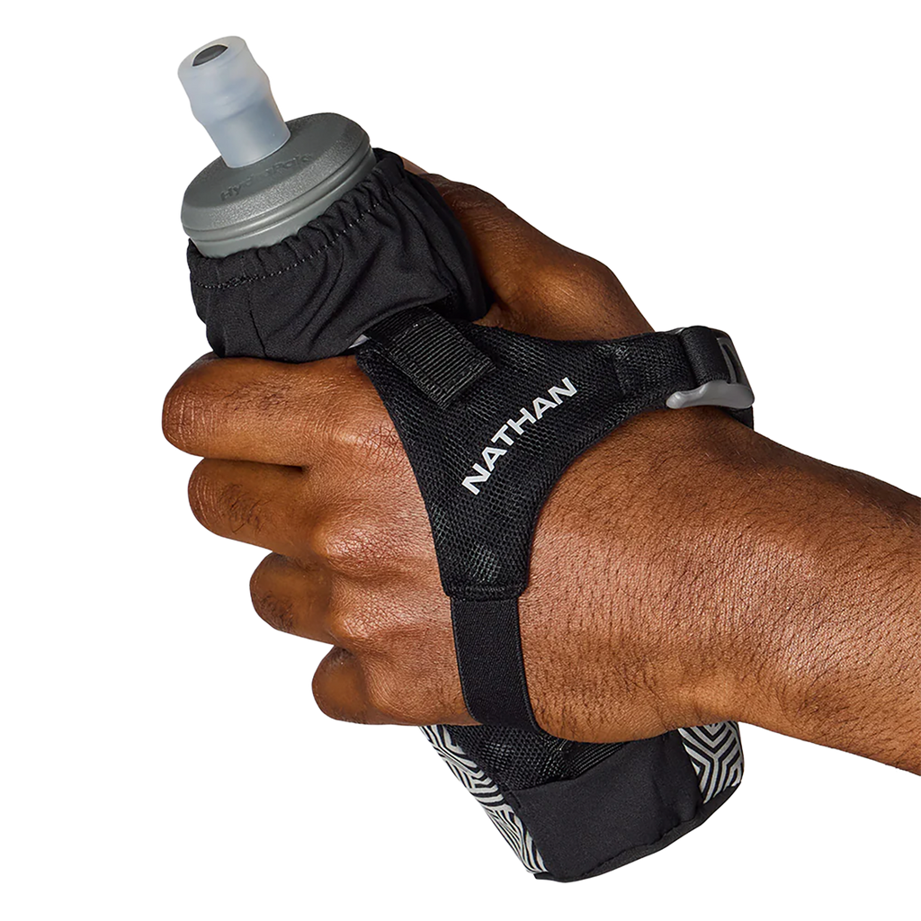 Nathan Hypernight Pinnacle 14 oz Soft Flask — Black/Hex Print — Size One Size — Detail View