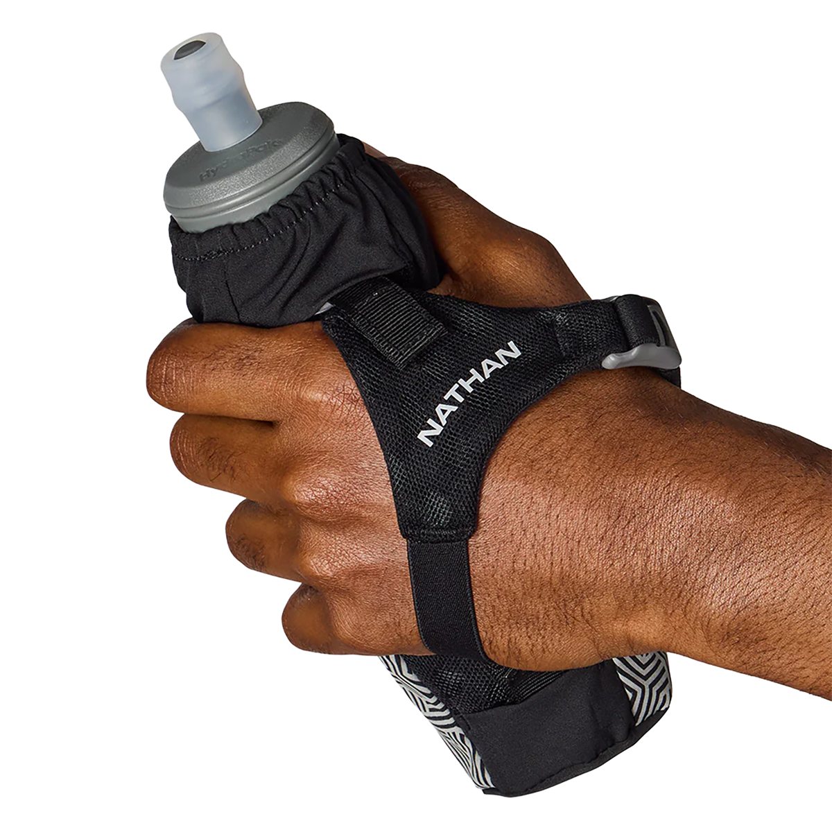Nathan Hypernight Pinnacle 14 oz Soft Flask — Black/Hex Print — Size One Size — Detail View