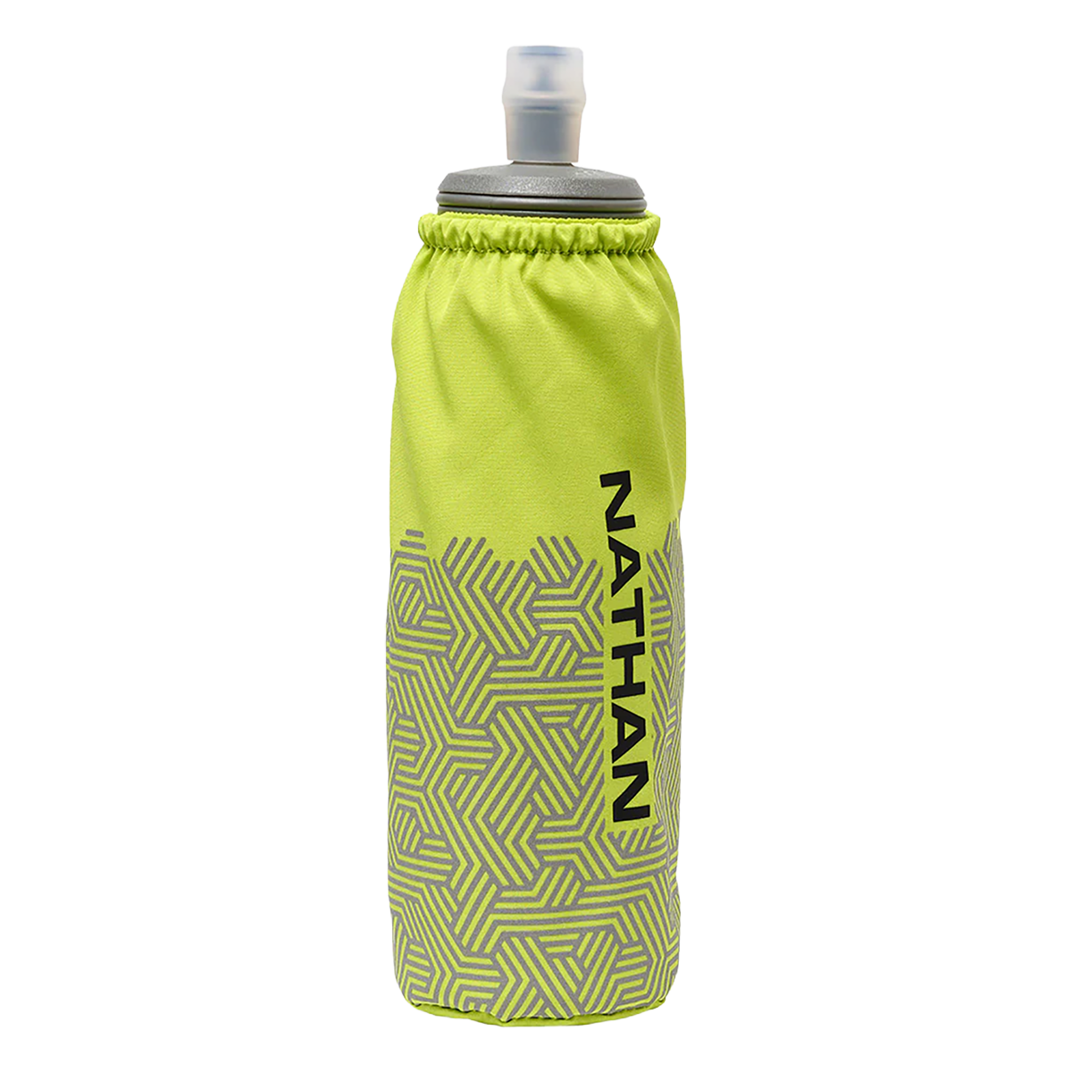 Nathan Hypernight Pinnacle 14 oz Soft Flask — Black/Hex Print — Size One Size — Lifestyle View