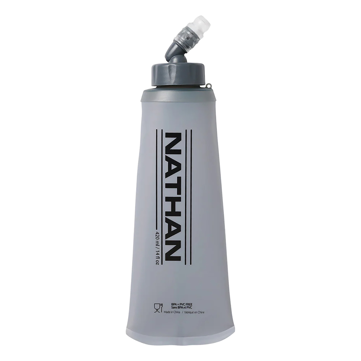 Nathan Quick Start 14oz Soft Flask — Grey — Size One Size — Front View