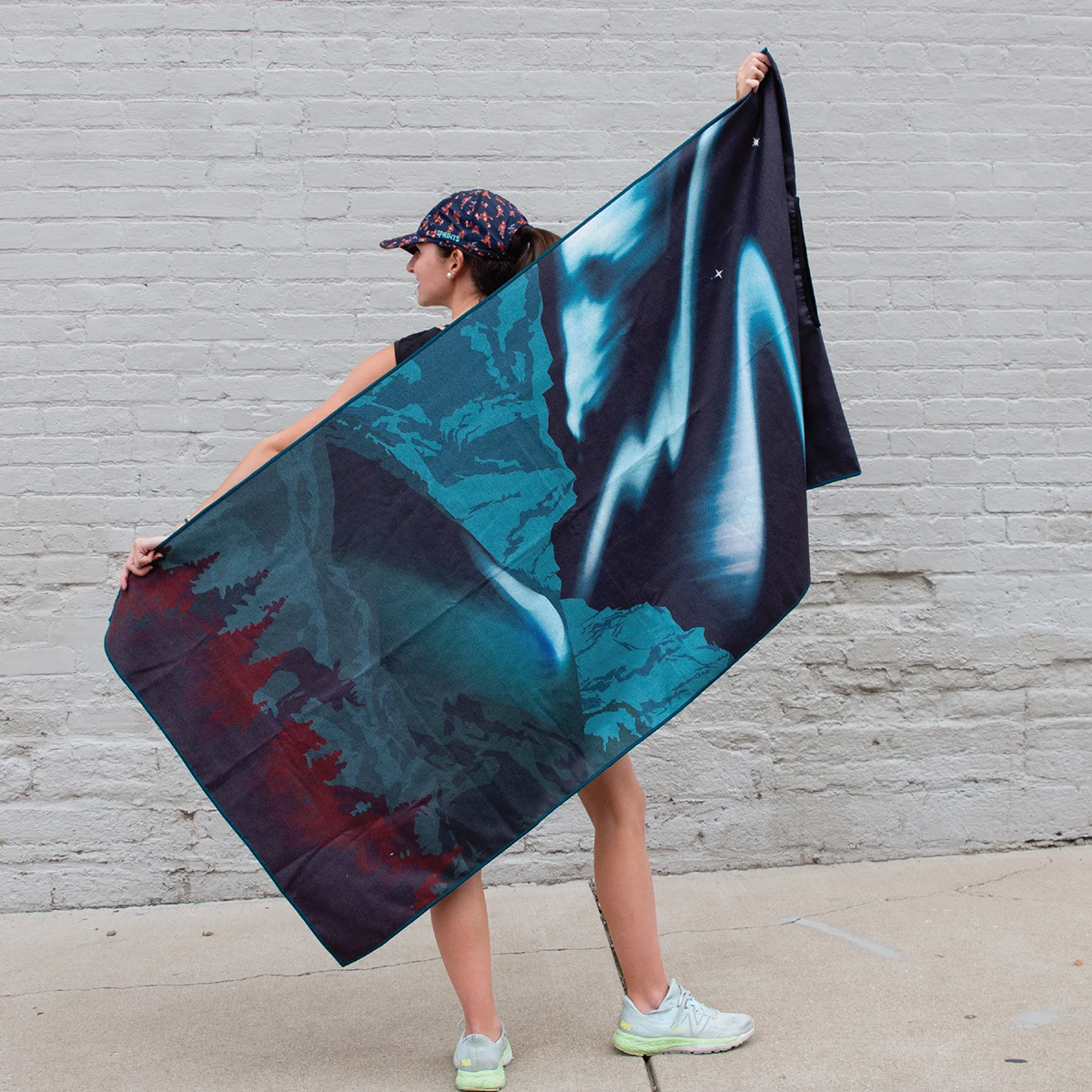 Sprints Towel — Boris's Aurora Light Show — Size One Size — Back View
