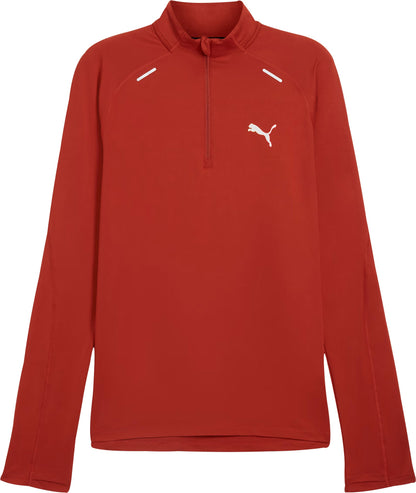 Puma Run Cloudspun Half Zip Long Sleeve Mens Running Top - Red