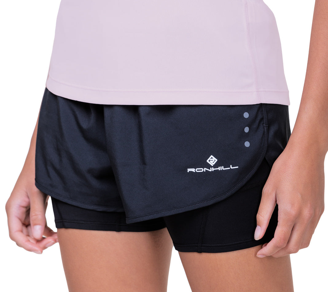 Ronhill Core Twin 2 in 1 Womens Running Shorts - Black
