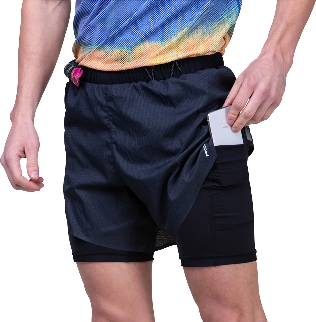 Ronhill Tech Race Twin 2 in 1 Mens Running Shorts - Black