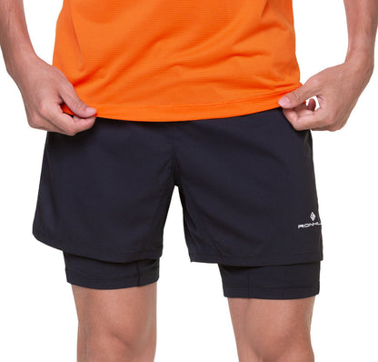 Ronhill Tech Twin 2 in 1 Mens Running Shorts - Black