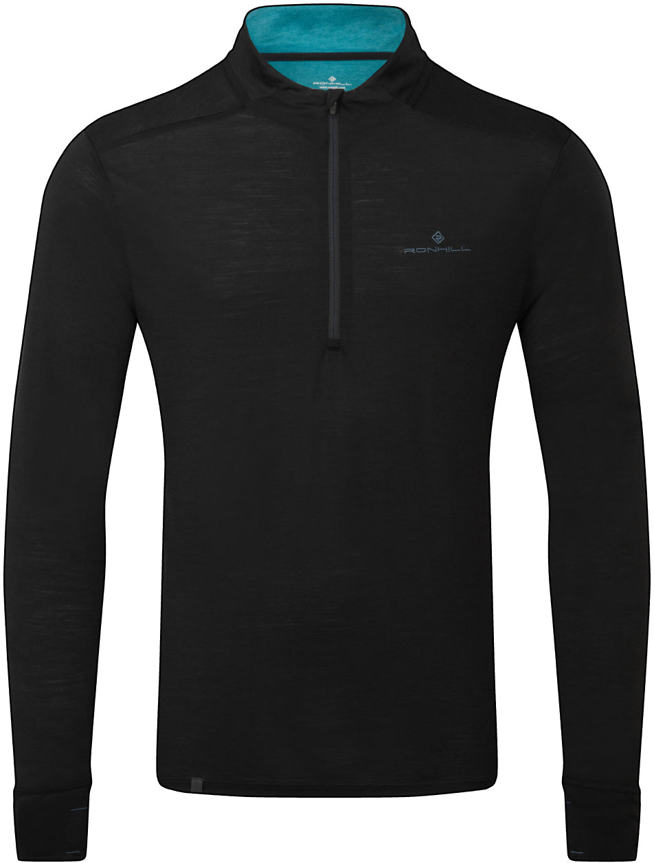 Ronhill Tech Merino Half Zip Long Sleeve Mens Running Top - Black