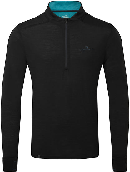 Ronhill Tech Merino Half Zip Long Sleeve Mens Running Top - Black