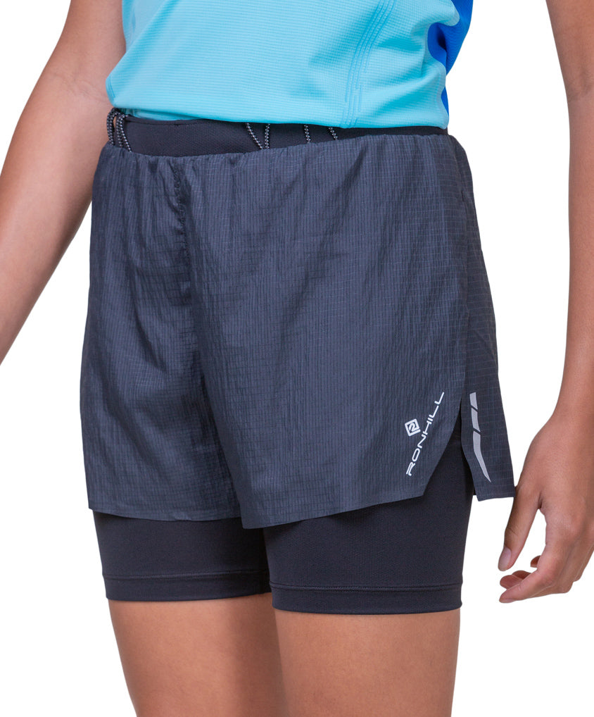 Ronhill Tech Race Twin 2 in 1 Womens Running Shorts - Black