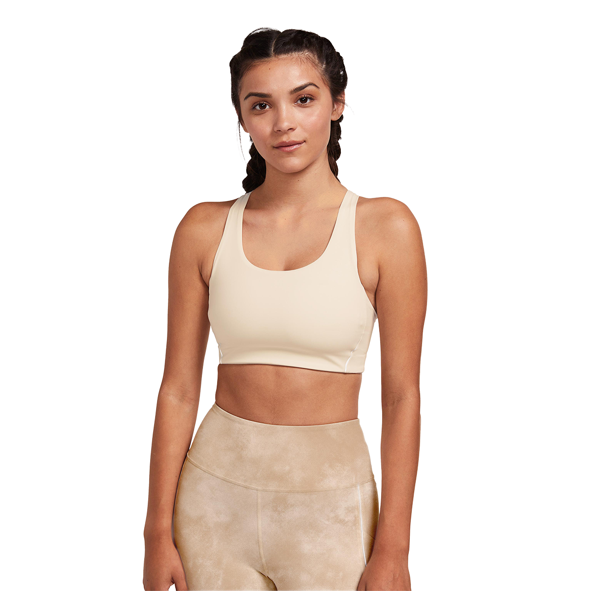Alwrld ALRN Crop Bra — White Sand — Size XSmall — Front View