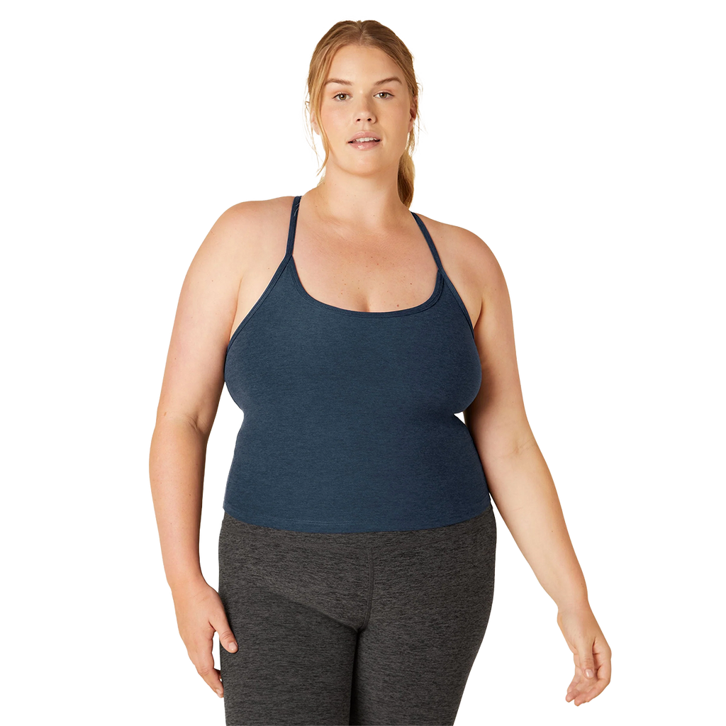Beyond Yoga Spacedye Slim Racerback Cropped Tank — Nocturnal Navy — Size XSmall — Back View