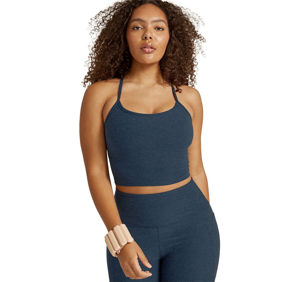 Beyond Yoga Spacedye Slim Racerback Cropped Tank — Nocturnal Navy — Size XSmall — Side View