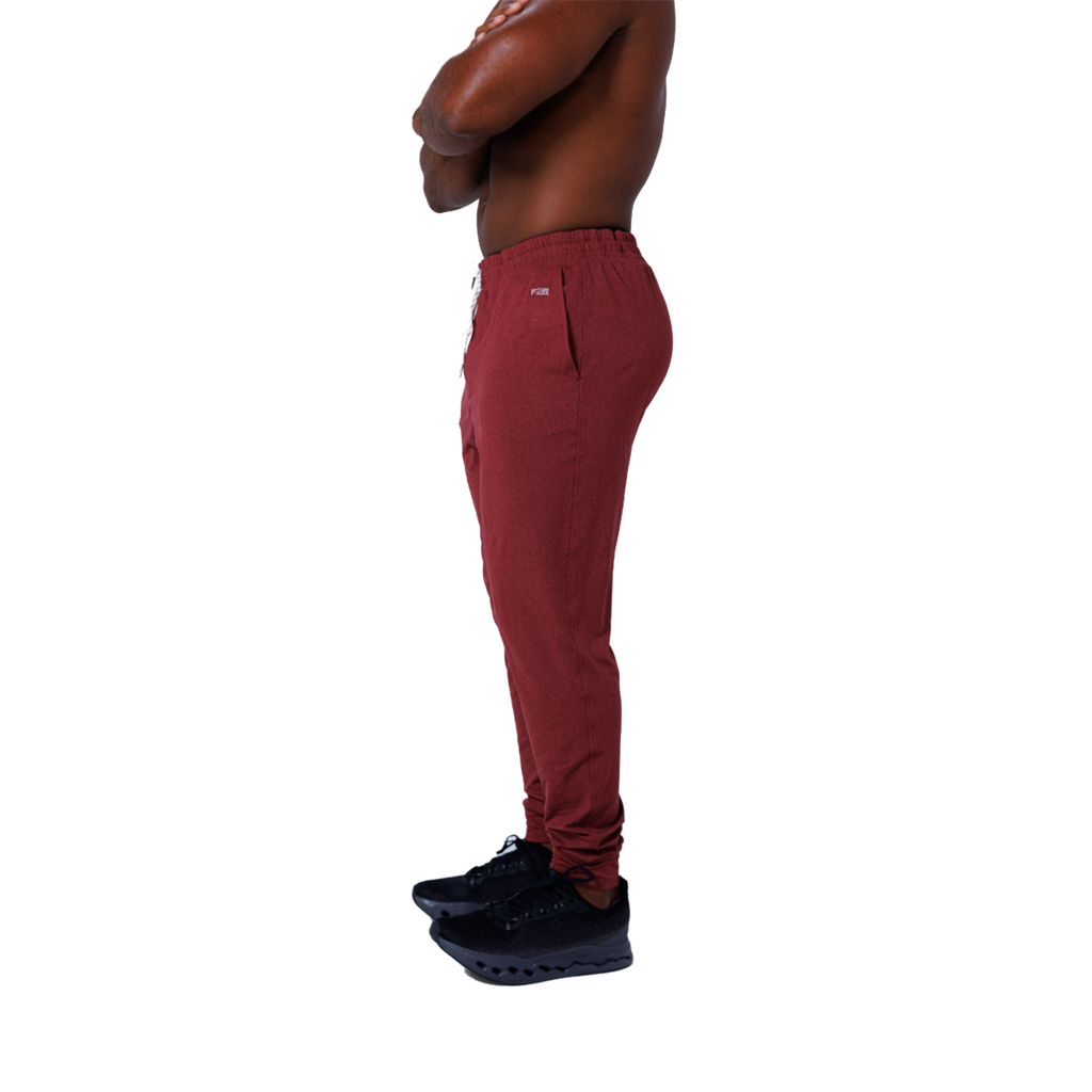 F2R Cationic Jersey Crew Basic Jogger — Heather Red Mahogany — Size Small — Alternate View 9