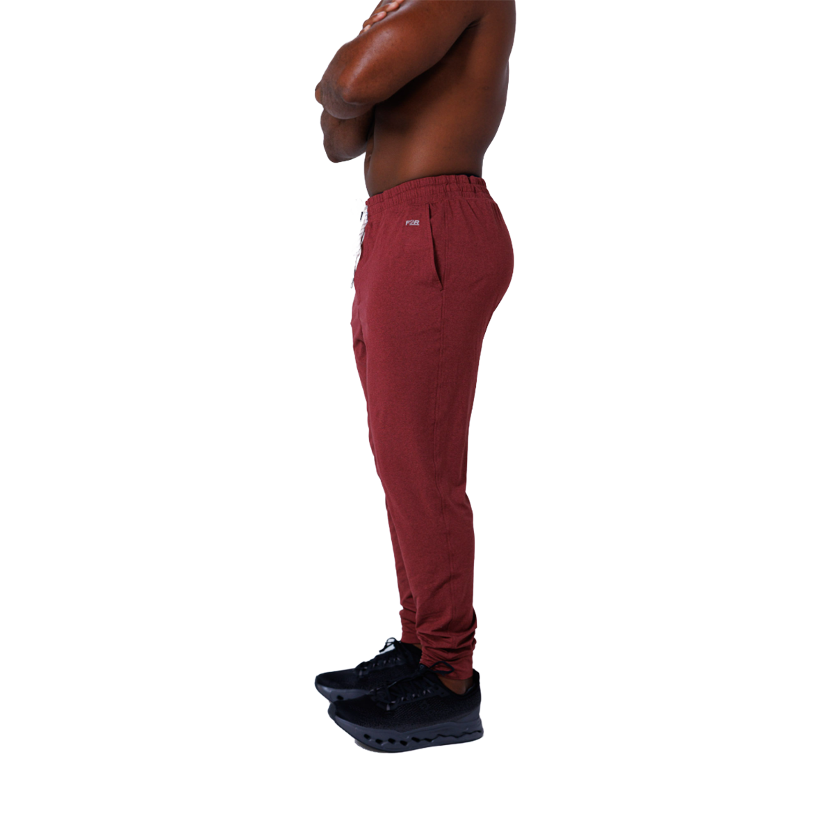 F2R Cationic Jersey Crew Basic Jogger — Heather Red Mahogany — Size Small — Alternate View 9
