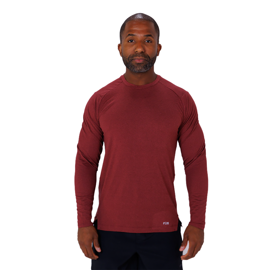 F2R Cationic Jersey Crew Longsleeve — Heather Red Mahogany — Size Small — Alternate View 7