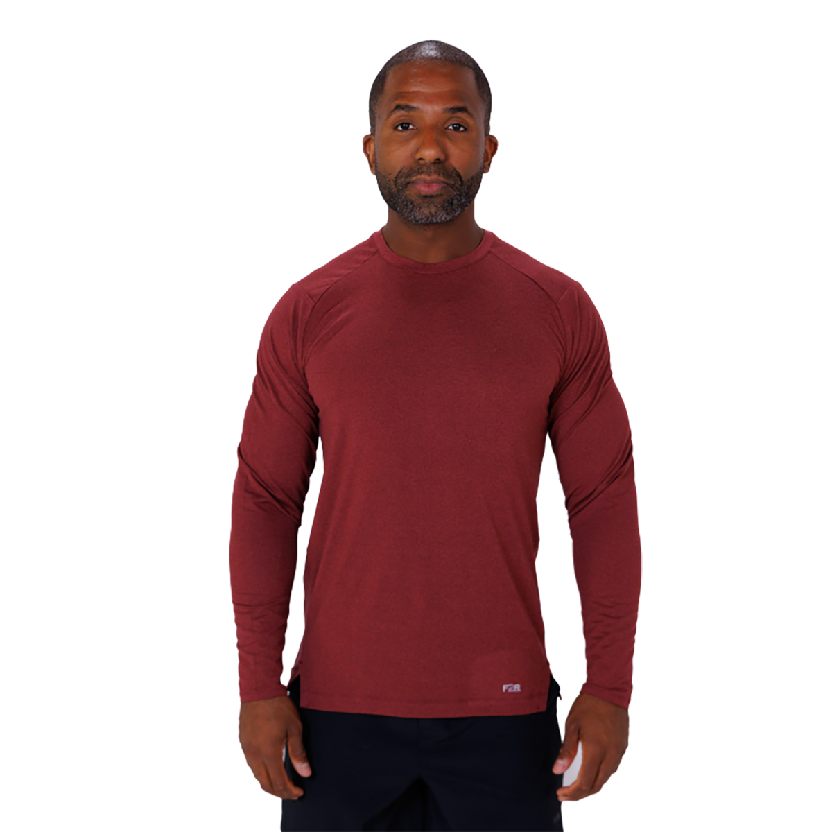 F2R Cationic Jersey Crew Longsleeve — Heather Red Mahogany — Size Small — Alternate View 7