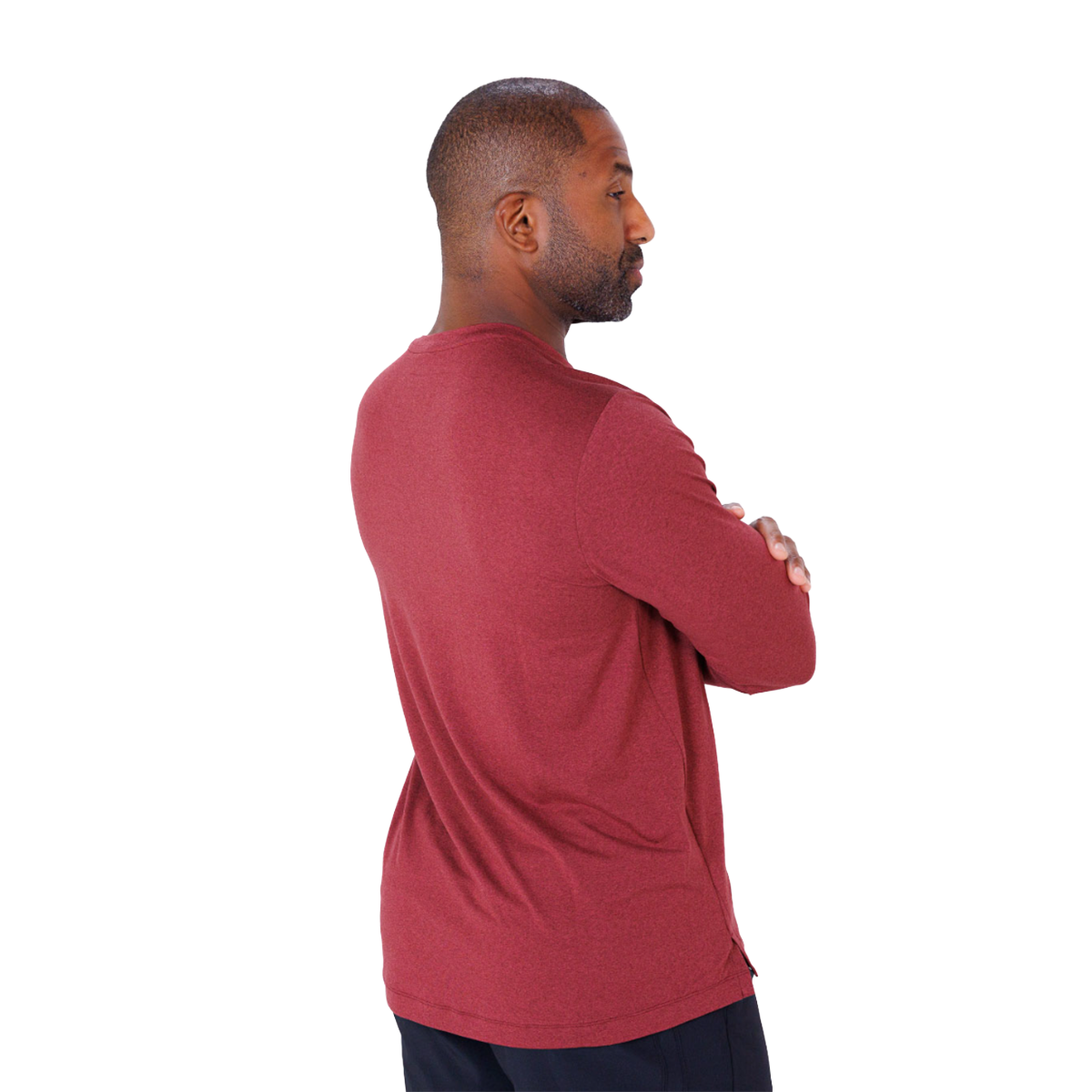 F2R Cationic Jersey Crew Longsleeve — Heather Red Mahogany — Size Small — Alternate View 9