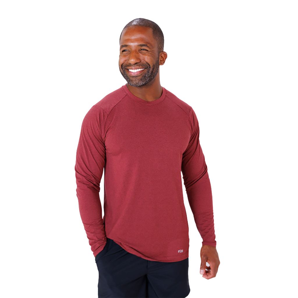 F2R Cationic Jersey Crew Longsleeve — Heather Red Mahogany — Size Small — Alternate View 8