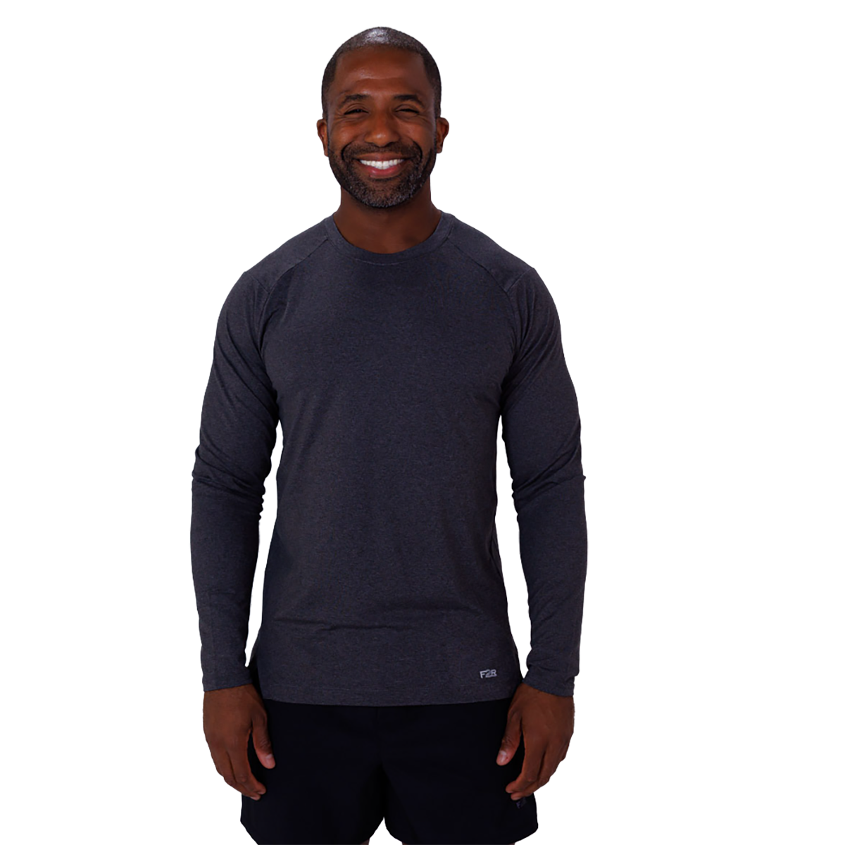F2R Cationic Jersey Crew Longsleeve — Heather Red Mahogany — Size Small — Front View