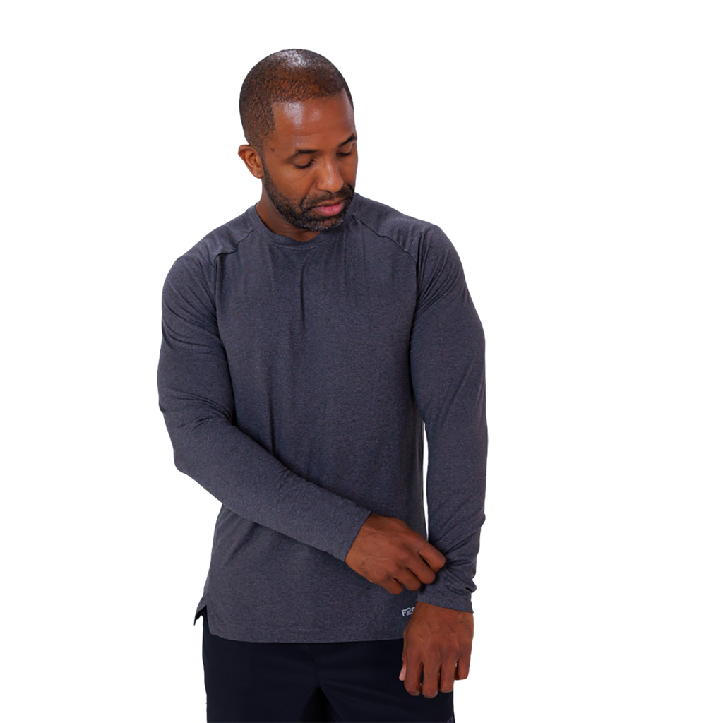 F2R Cationic Jersey Crew Longsleeve — Heather Red Mahogany — Size Small — Top View
