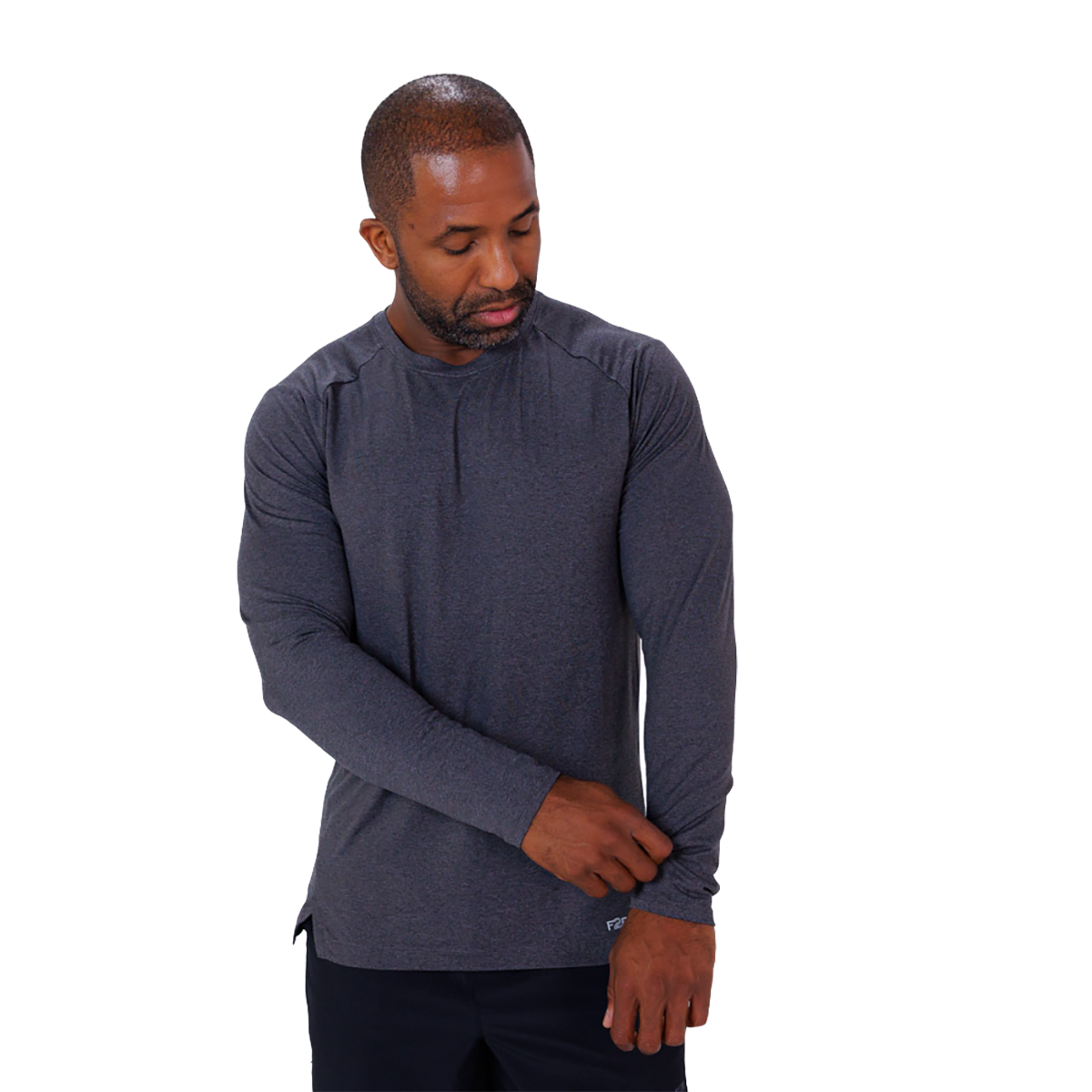 F2R Cationic Jersey Crew Longsleeve — Heather Red Mahogany — Size Small — Top View