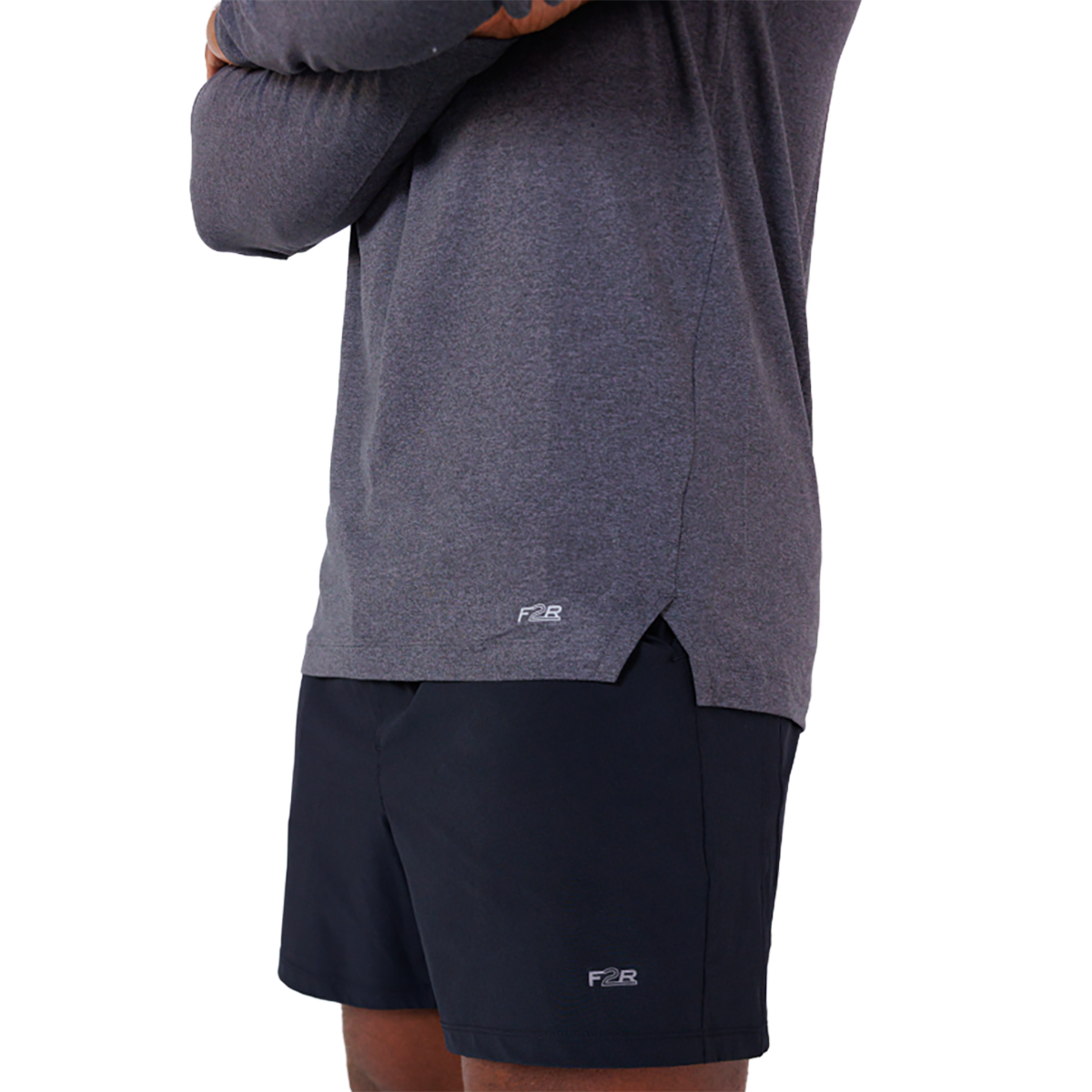 F2R Cationic Jersey Crew Longsleeve — Heather Red Mahogany — Size Small — Lifestyle View