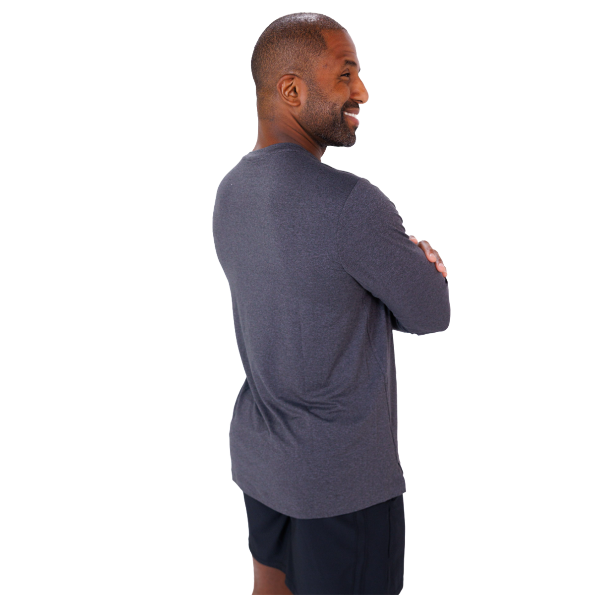 F2R Cationic Jersey Crew Longsleeve — Heather Red Mahogany — Size Small — Detail View