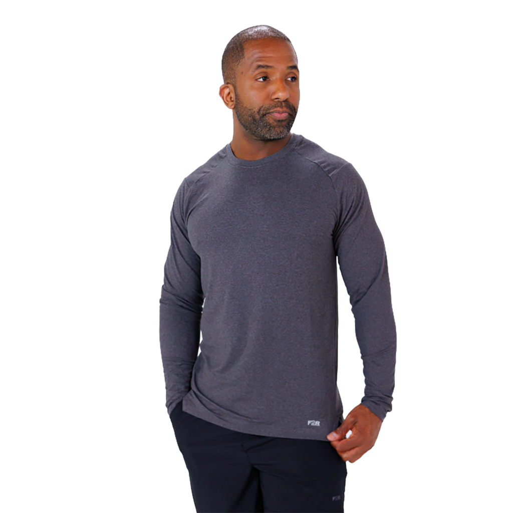 F2R Cationic Jersey Crew Longsleeve — Heather Red Mahogany — Size Small — Side View