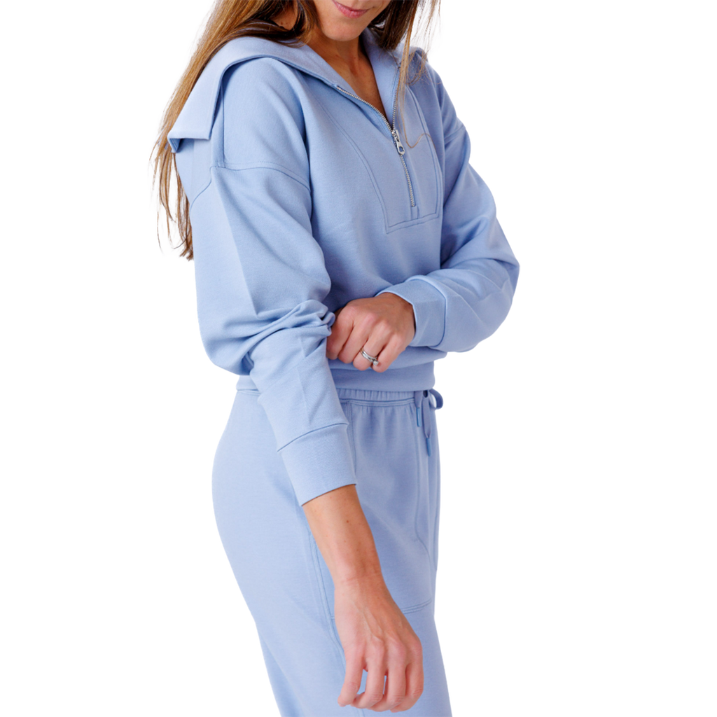 F2R Softlite Longsleeve Half Zip W Oversized Collar — Blue Blizzard — Size XSmall — Alternate View 7