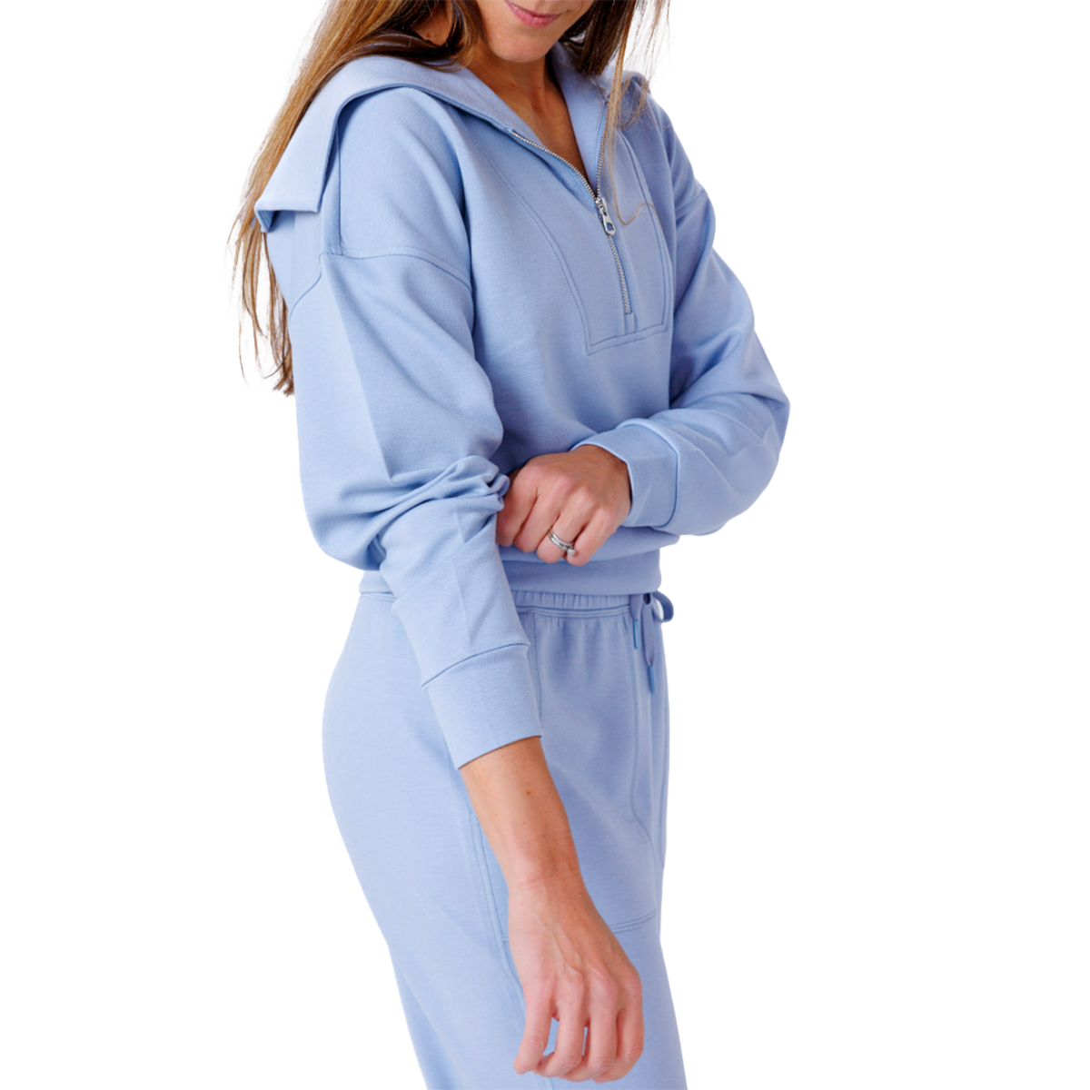 F2R Softlite Longsleeve Half Zip W Oversized Collar — Blue Blizzard — Size XSmall — Alternate View 7