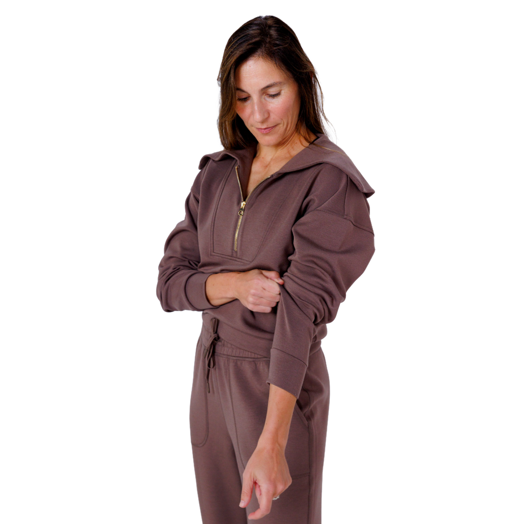 F2R Softlite Longsleeve Half Zip W Oversized Collar — Blue Blizzard — Size XSmall — Top View