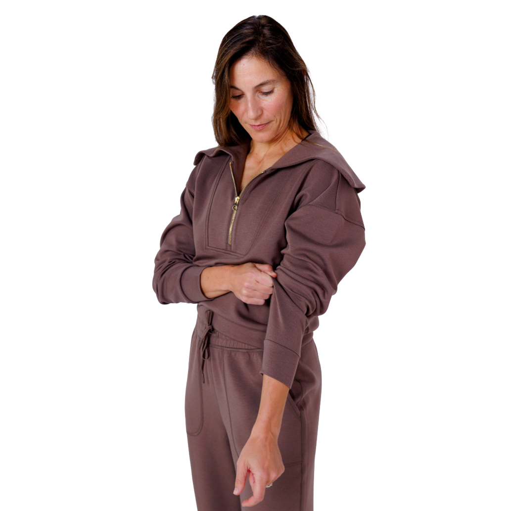F2R Softlite Longsleeve Half Zip W Oversized Collar — Blue Blizzard — Size XSmall — Top View