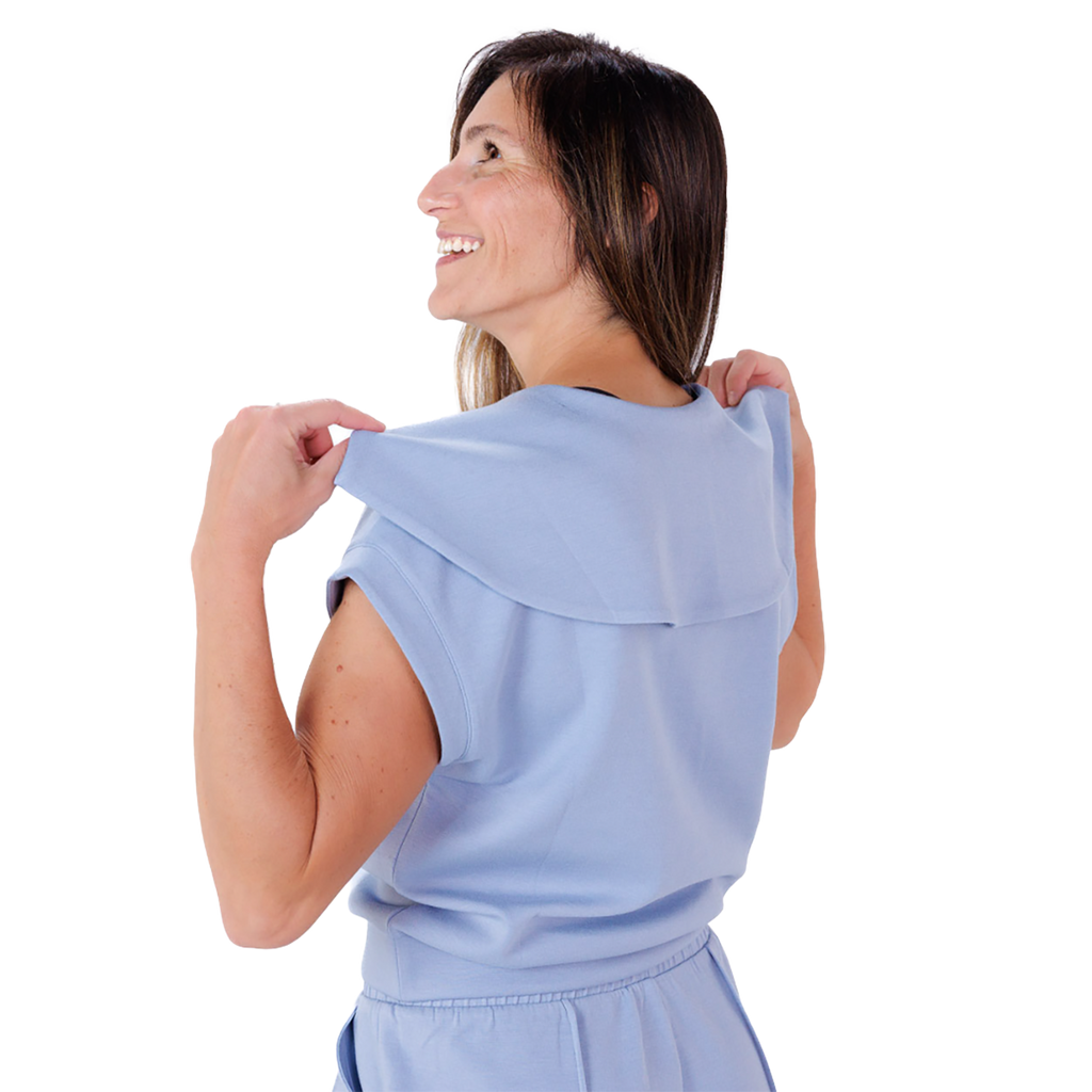 F2R Softlite Shortsleeve 1/2 Zip W Oversized Collar — Blue Blizzard — Size XSmall — Alternate View 21
