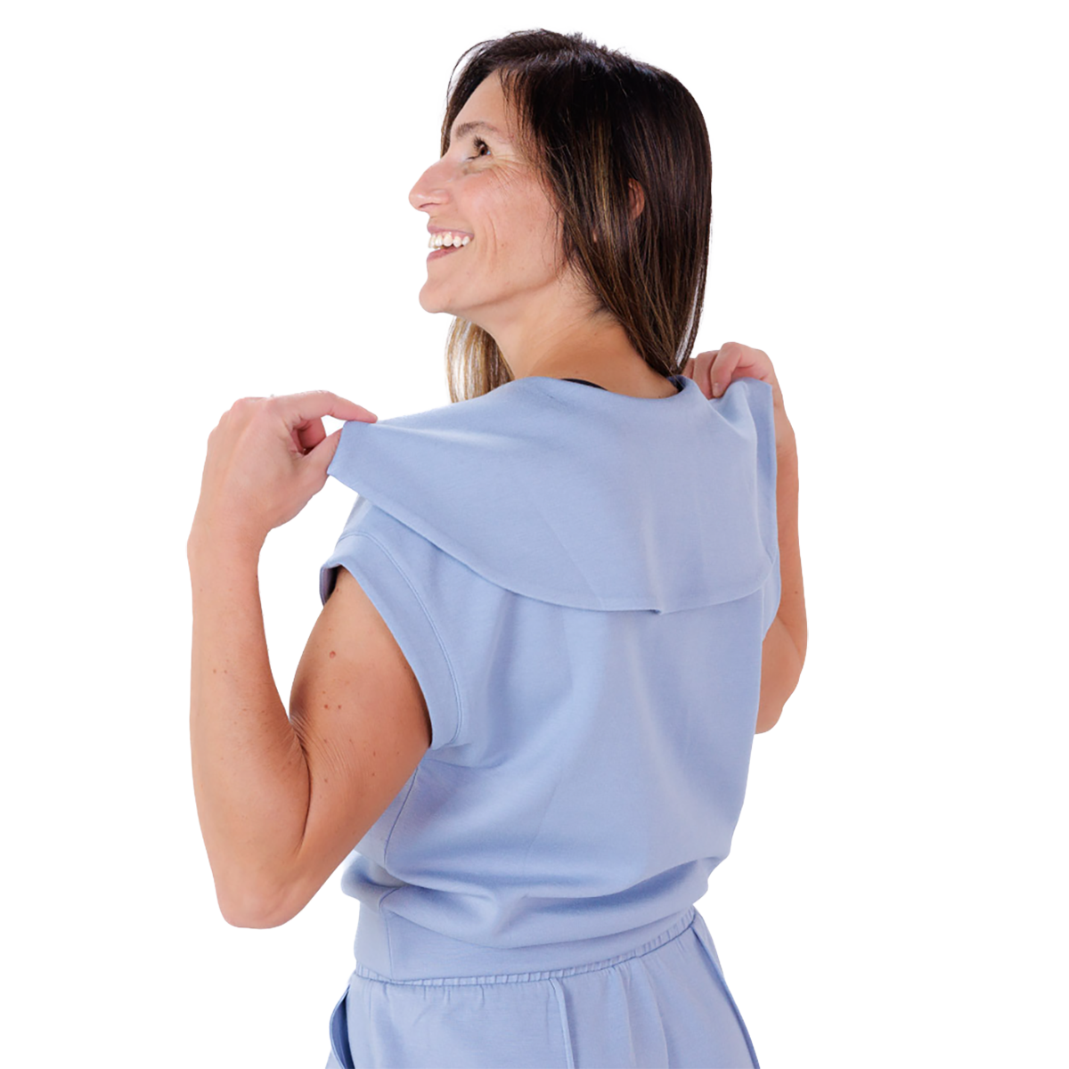 F2R Softlite Shortsleeve 1/2 Zip W Oversized Collar — Blue Blizzard — Size XSmall — Alternate View 21