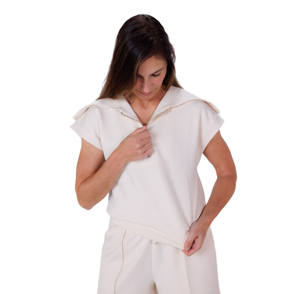 F2R Softlite Shortsleeve 1/2 Zip W Oversized Collar — Blue Blizzard — Size XSmall — Alternate View 15