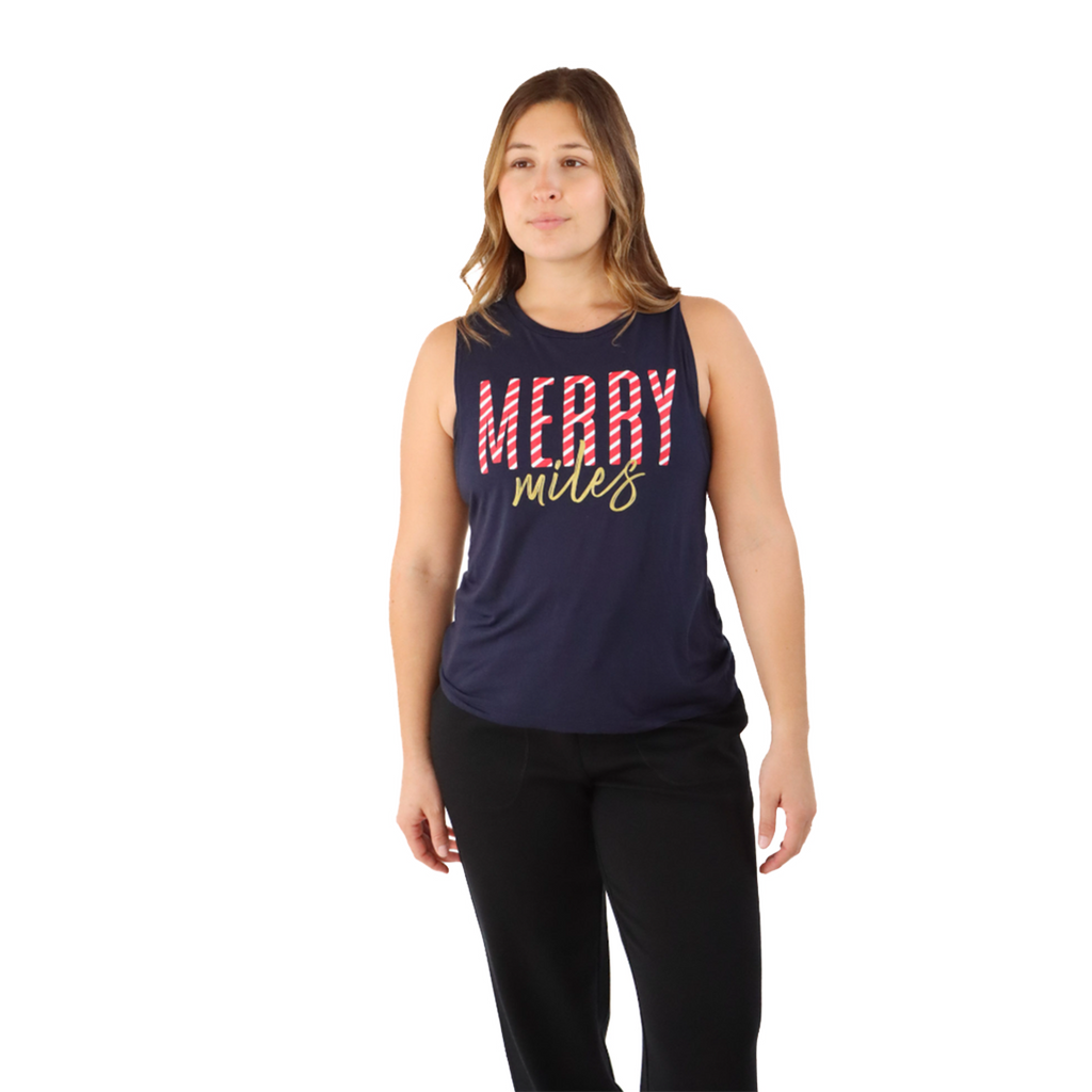 Pep & BB Flowy Scoop Muscle Tank — Rather Be Running — Size Small — Front View