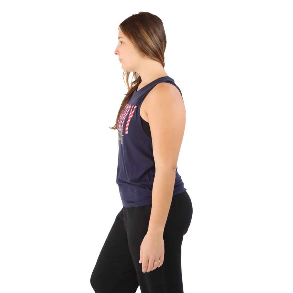 Pep & BB Flowy Scoop Muscle Tank — Rather Be Running — Size Small — Top View