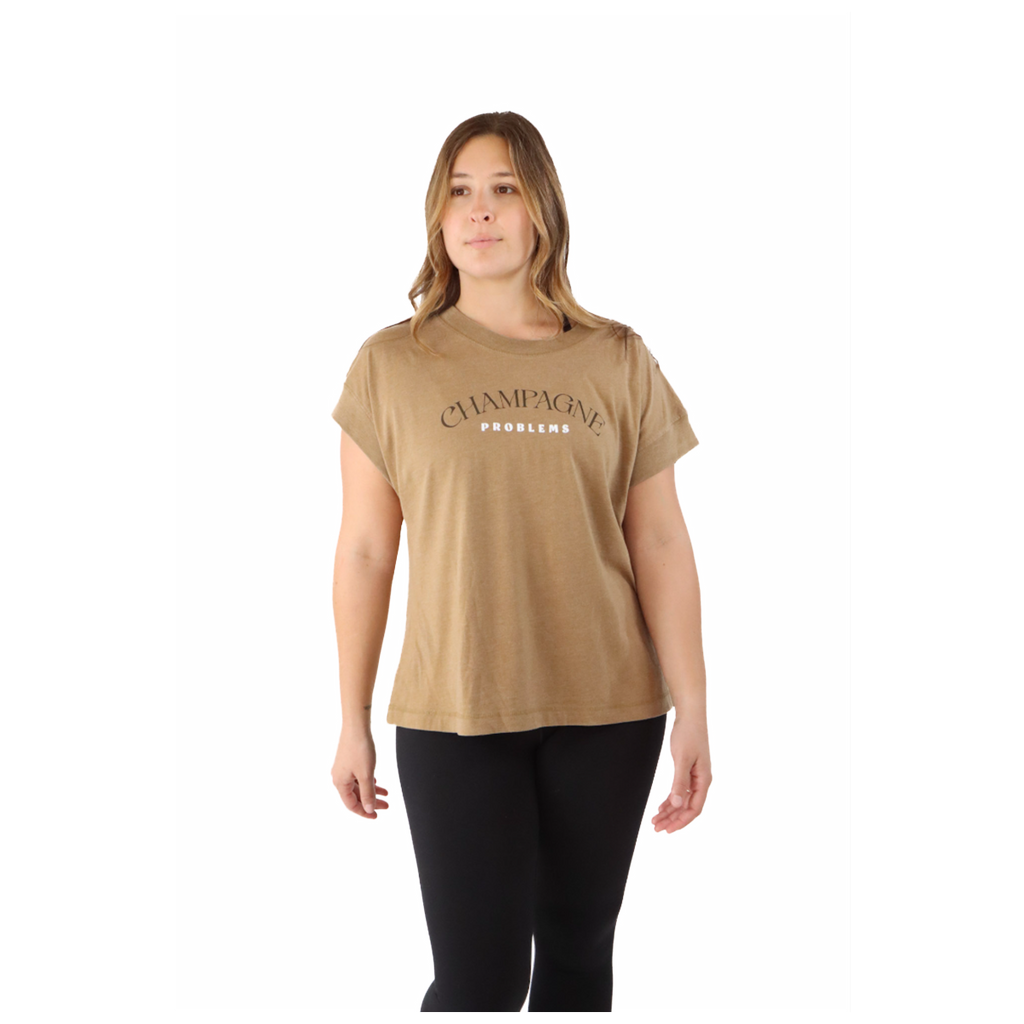 Pep & BB LAT Crop Short Sleeve — Champagne Problems — Size XSmall — Front View