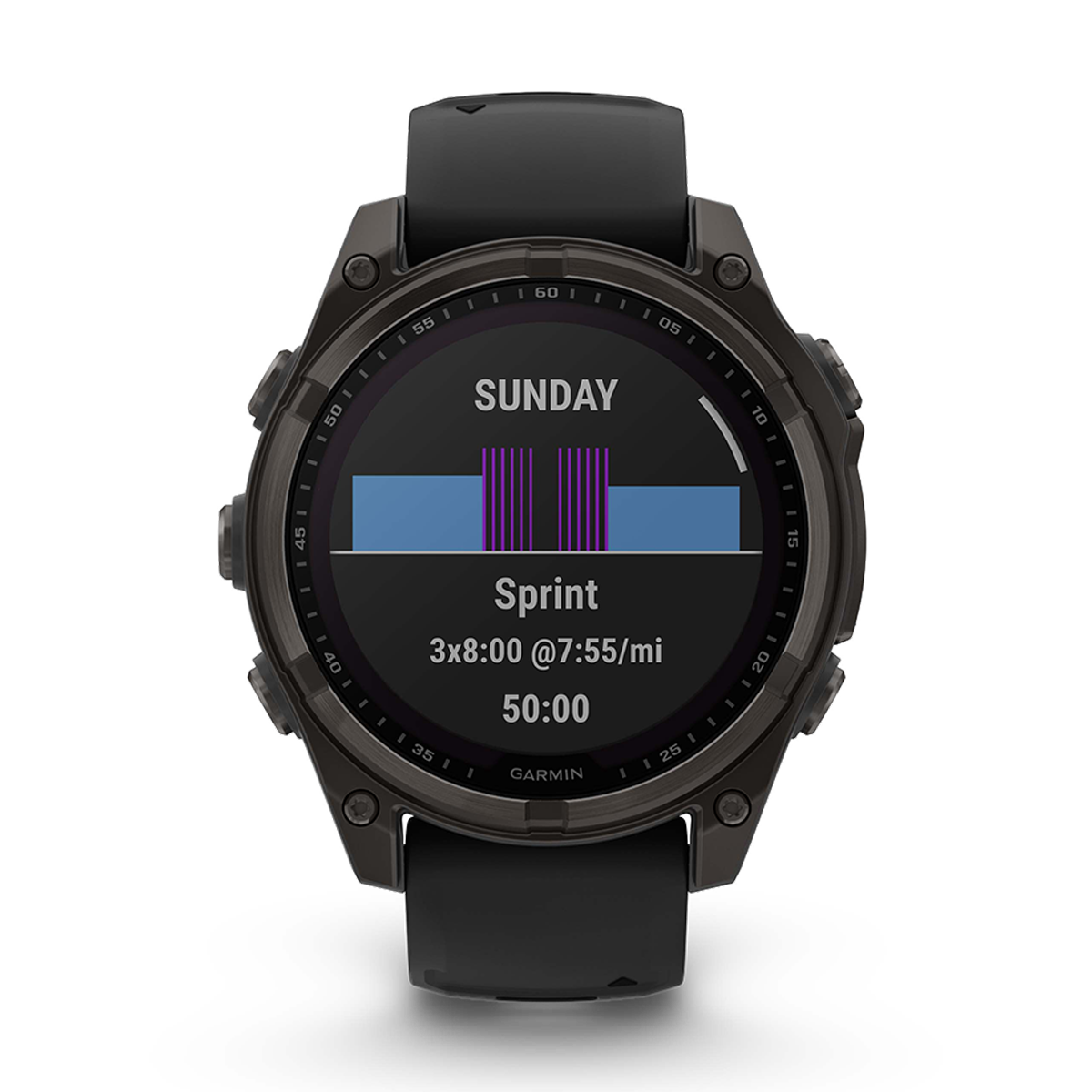 Garmin Fenix 8 Solar — Titanium Amp Yellow - Graphite — Size 51 mm — Top View