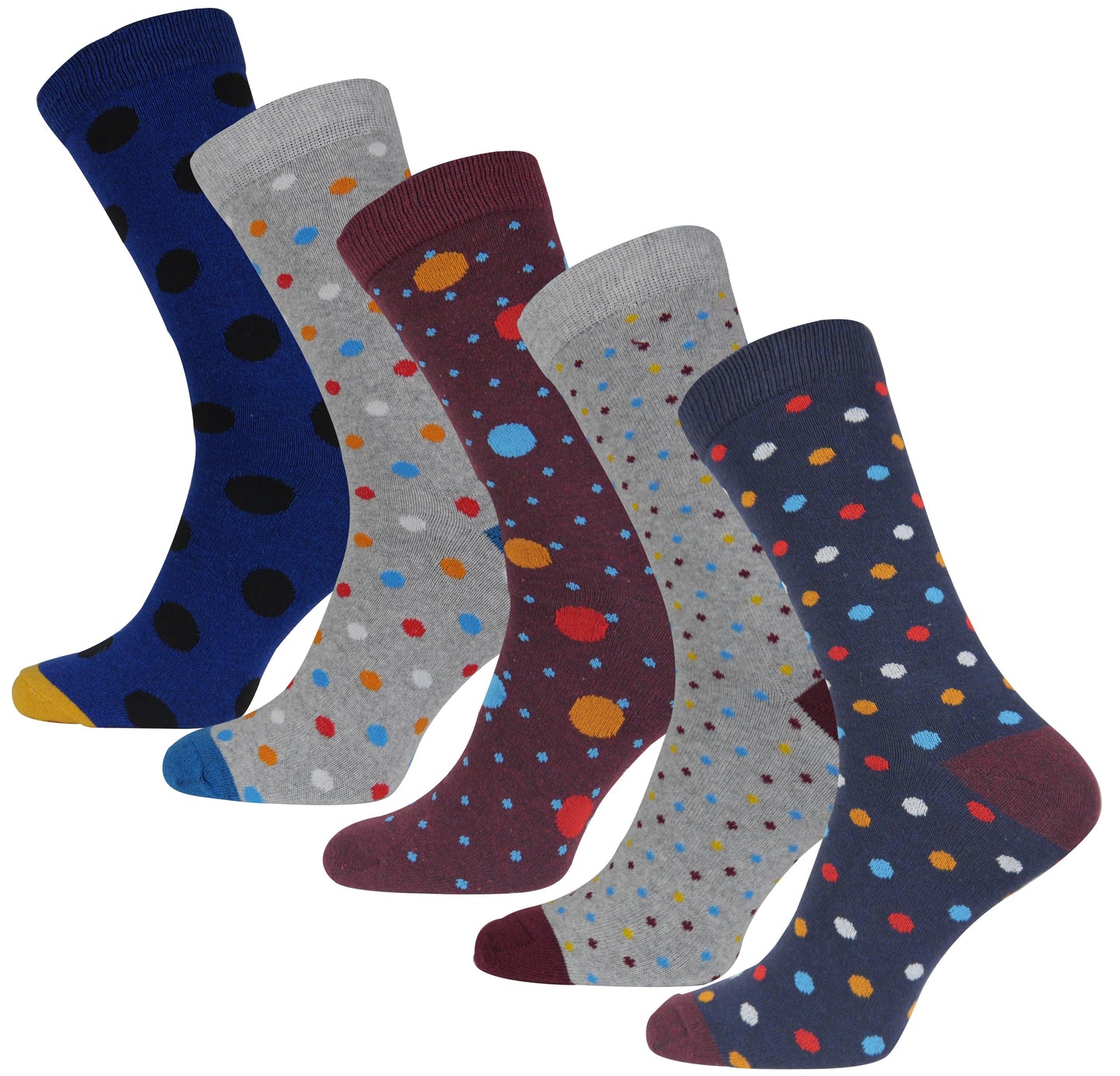 More Mile Design 10 Pack Mens Spots and Stripes Socks - Multi