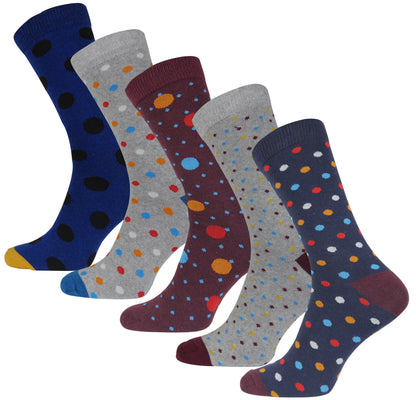 More Mile Design 10 Pack Mens Spots and Stripes Socks - Multi