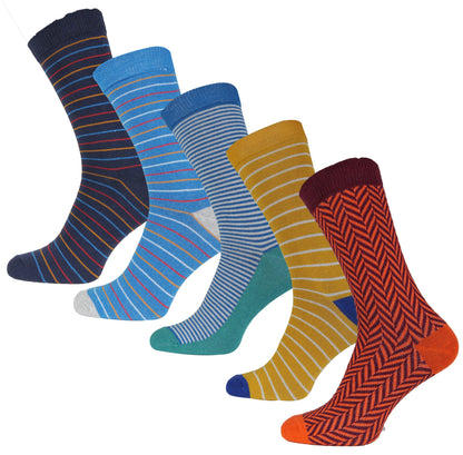 More Mile Design 10 Pack Mens Spots and Stripes Socks - Multi