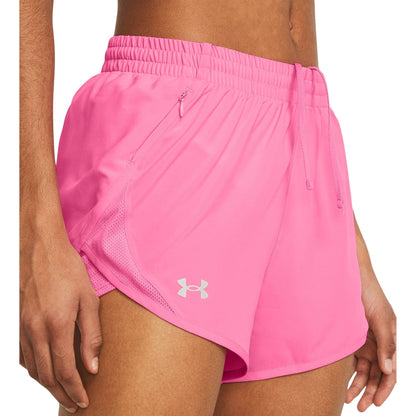 Under Armour Fly By 3 Inch Womens Running Shorts - Pink